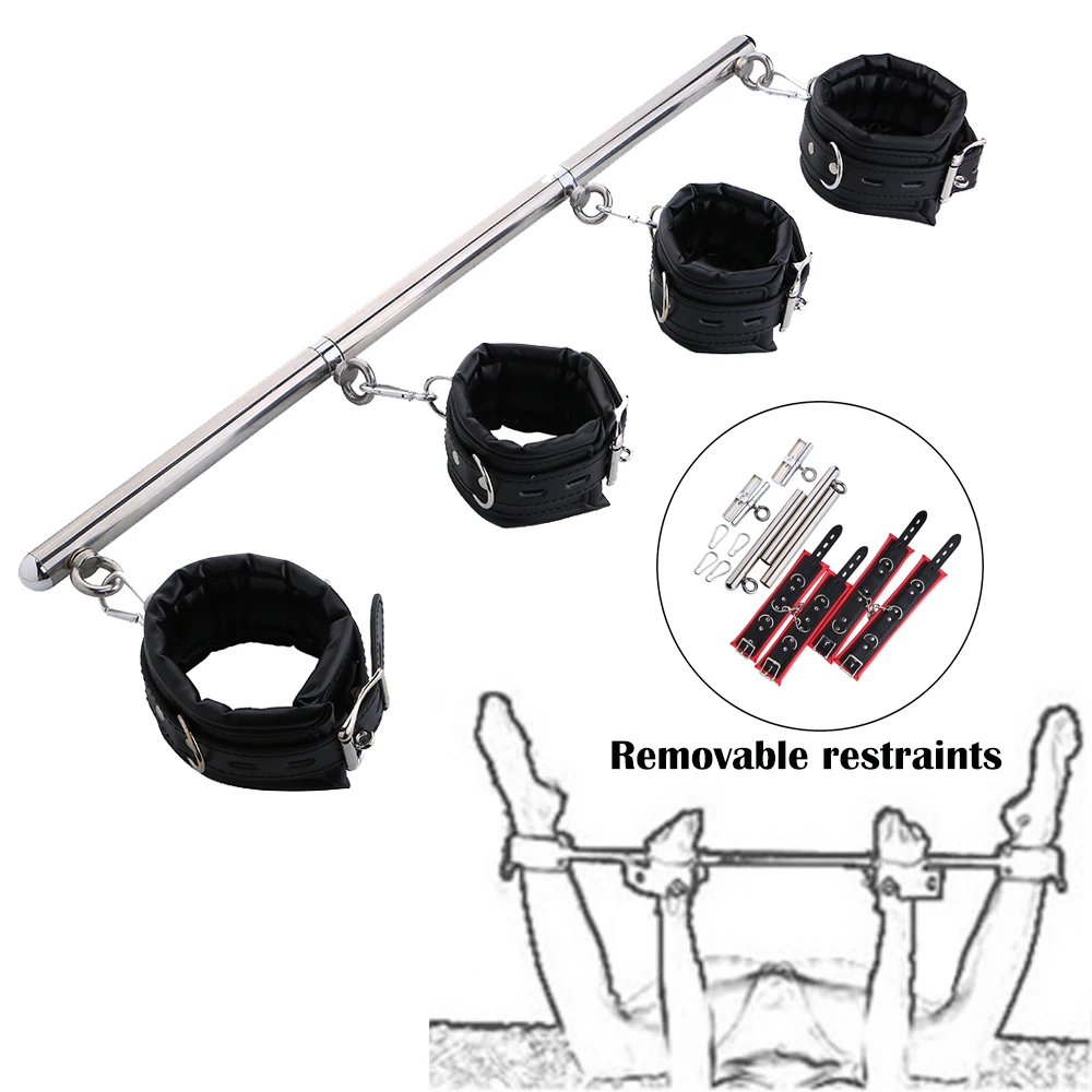 Шлем бандаж из нержавеющей стали набор Открыть ног БДСМ комплект наручники