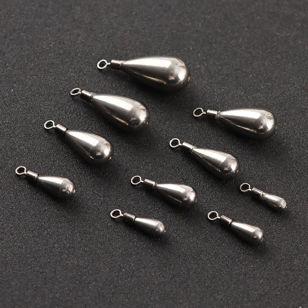 1 Pcs 0.9g-14g Fishing Line Tungsten Sinkers Fall Tear Drop Shot Weights For Bass Hook Connector Tackle Accessories | Спорт и