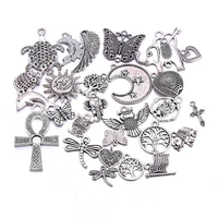 10pcslot mix style antique silver retro pendants connectors linker for diy making charm pendant base accessories