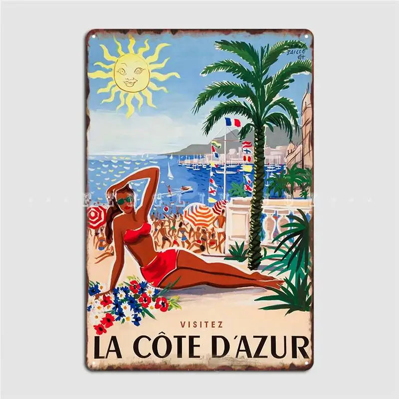 

Постер с надписью «La Cote D Bluetooth», металлический постер для путешествий, для клувечерние, гостиной, 1955