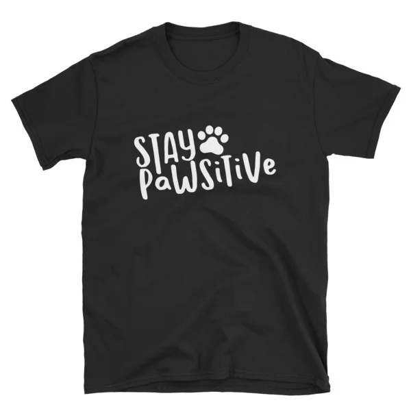 

Футболка с надписью Stay Pawsitive «Собачья лапа» для женщин, мужчин и детей