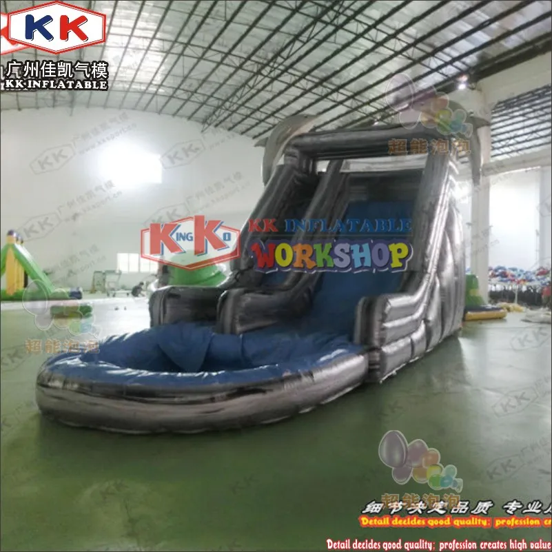 Серая надувная влажная горка 18 футов высотой водная в ваш бассейн|water slide for
