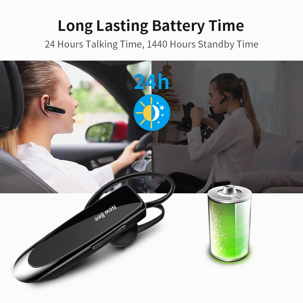 Auriculares Bluetooth New Bee наушники V5.0 Беспроводной гарнитура 22h с Cvc6.0 микрофон для езды на