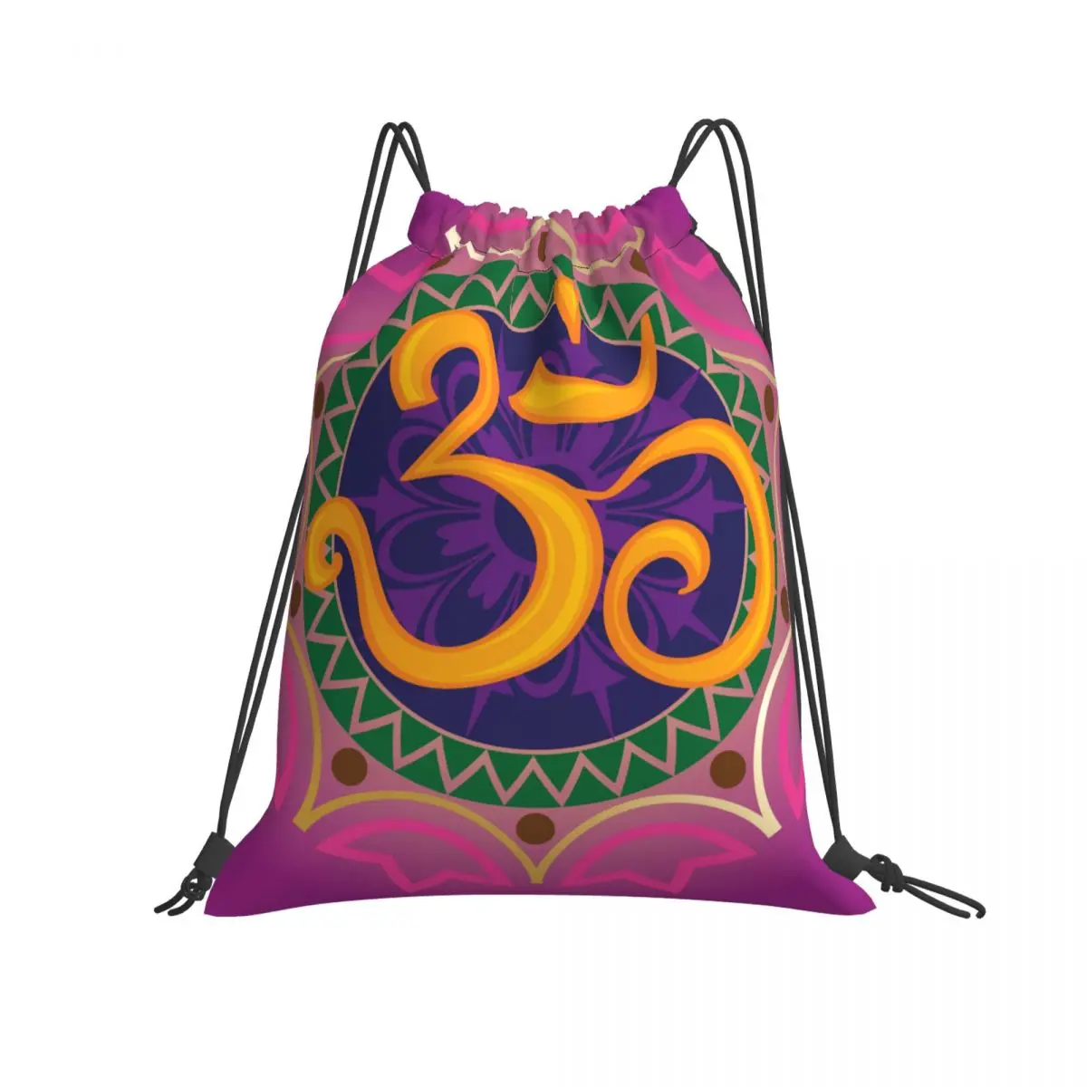 

Foldable String Backpack for Gym Outdoor Chakra Ohm With The Mandala Running Travel School Eco Friendly Shopping Bag