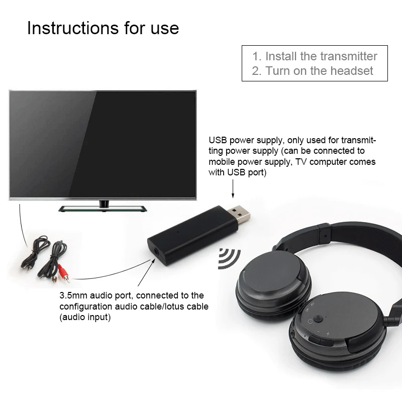 Профессиональная беспроводная FM-радио гарнитура для компьютера ТВ ПК наушники с