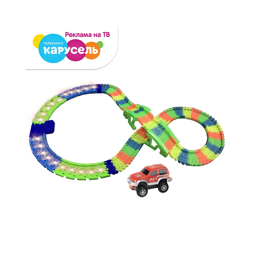 Гибкий трек 1TOY LED со светодиодными лампами 152 детали (21 дет. c LED) Набор гибких