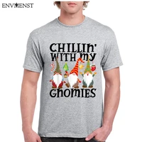 funny retro mens tee christmas chillin with my gnomies family clothes vintage mens t shirt graphic oversized female t shirt