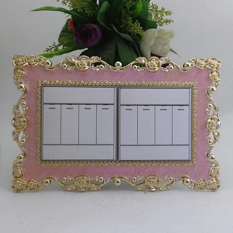 

Double/Single Light Switch Cover Plate Rose Lace Switch Sticker Wall DIY Decoration Golden Living Room Decorative Wall Stickers
