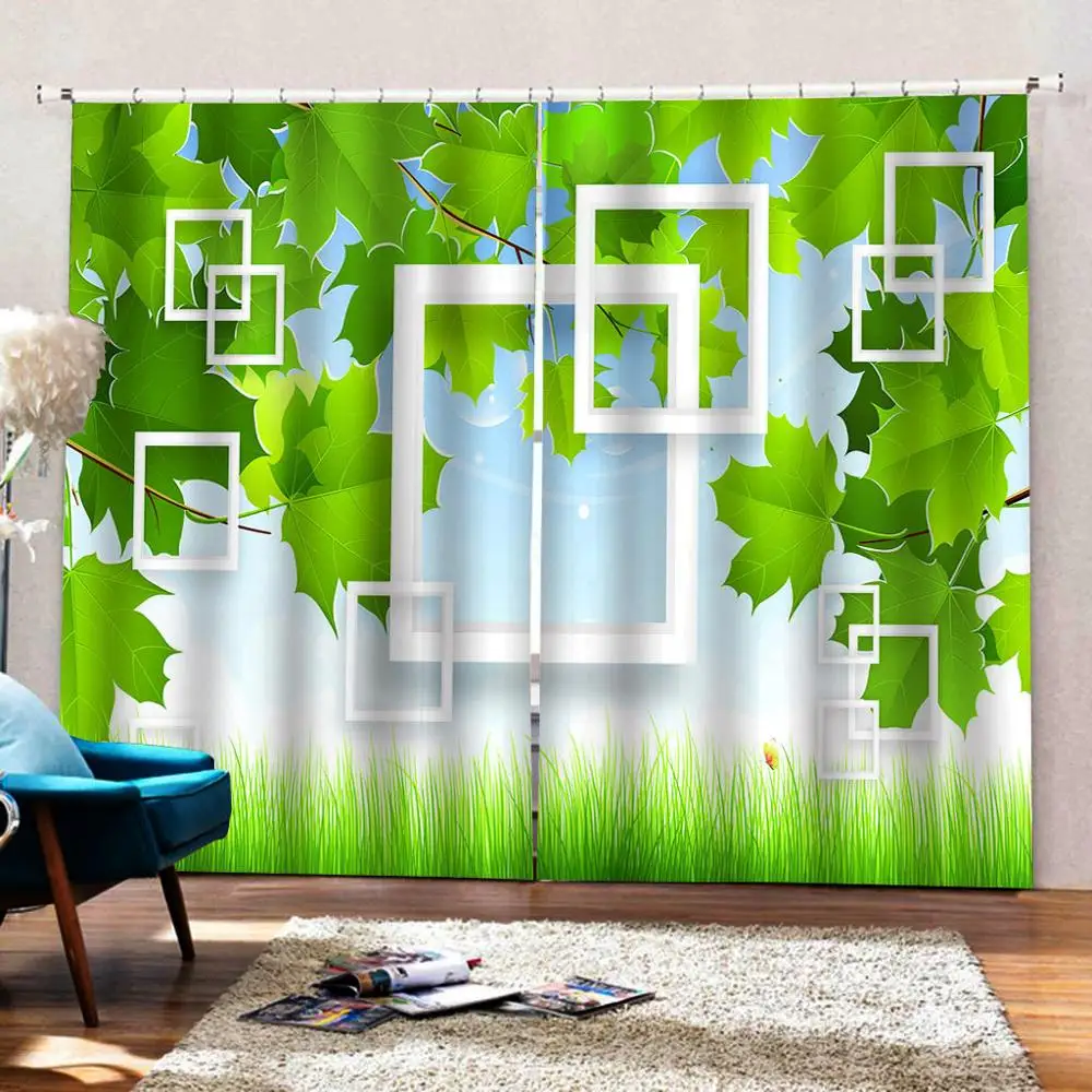 Роскошные 3D затемняющие шторы зеленого цвета для гостиной спальни