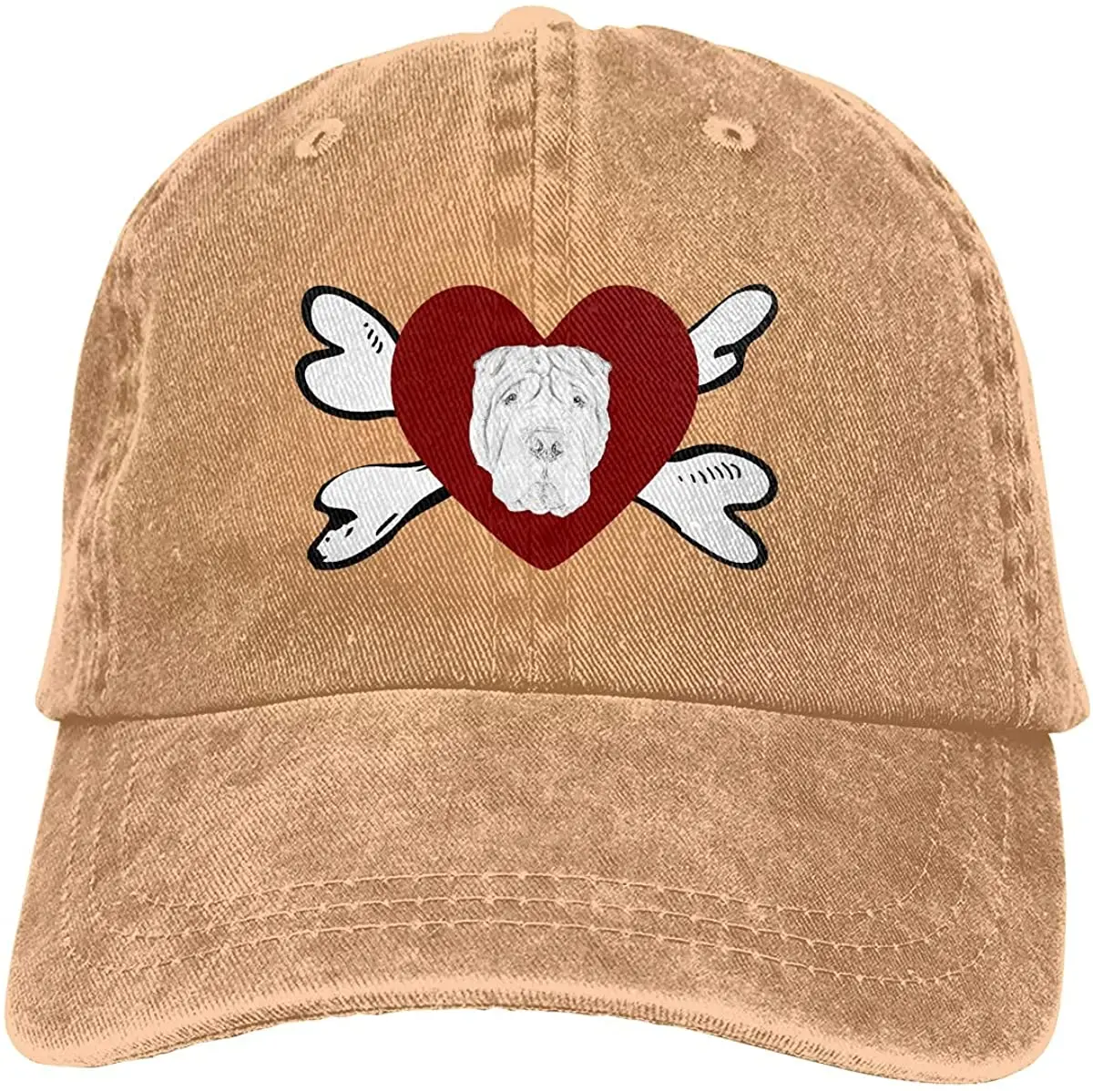 

Heart Shape Dog Bone Chinese Shar Pei Dog Unisex Baseball Cap Cowboy Hat Dad Hats Trucker Hat Indoors and Outdoors Black