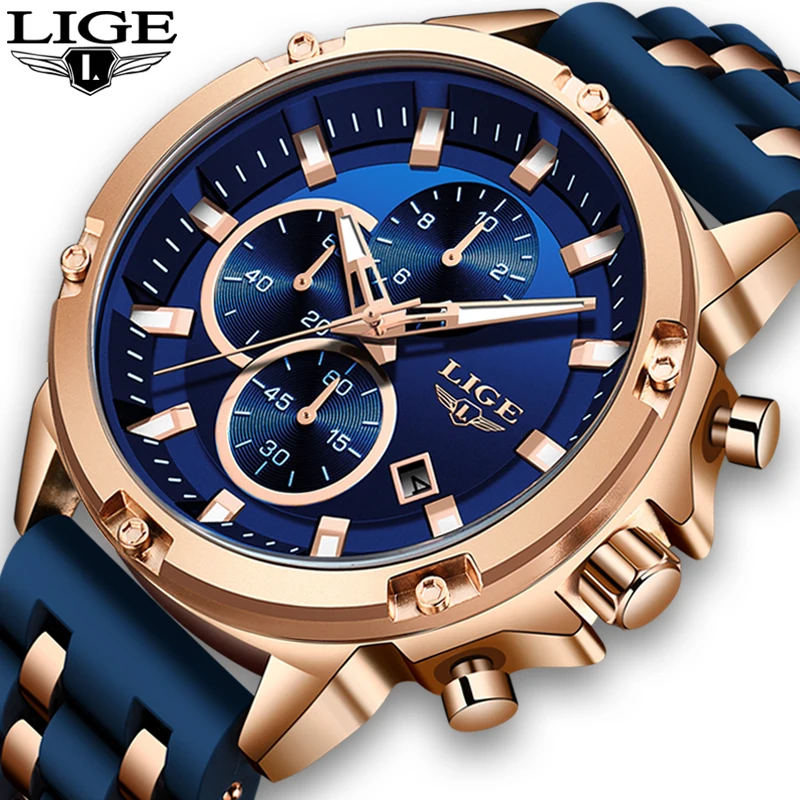 LIGE новые роскошные брендовые модные военные кварцевые часы мужские спортивные