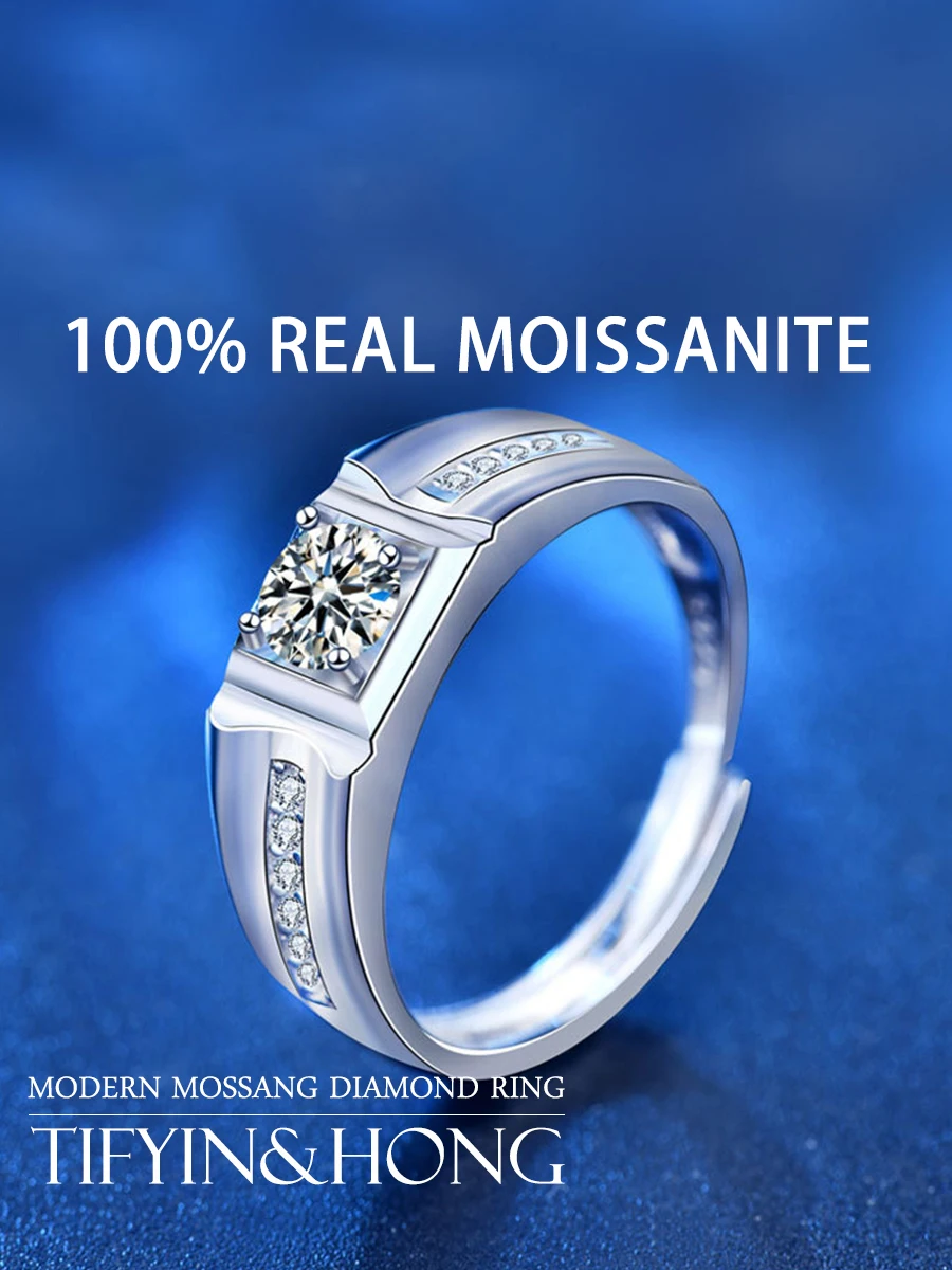 

Современное мужское обручальное кольцо Mossang реального цвета D, высокое качество, 18 К, цвет белого золота, серебро 100% пробы, ювелирные изделия