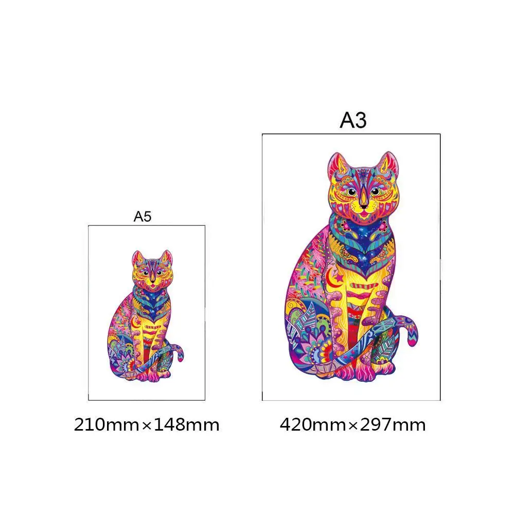 Rompecabezas de madera para ni&ntilde;os y adultos, puzle de animales y gatos, juguete de caricatura de madera, juguetes para ni&ntilde;os y adultos, regalos educativos de cumplea&ntilde;os-5