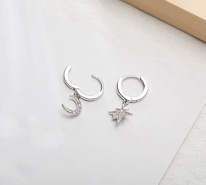

Dominated new 2021 contracted asymmetric crystal Star fashion Drop earrings Delicate joker Moon style Women earrings Jewelry