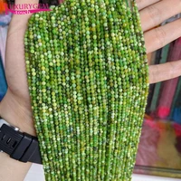 high quality 3mm natural green agates stone faceted round shape loose spacer small beads diy gem jewelry accessory 38cm b178