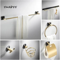 new copper bathroom accessories european style hardware pendant black gold towel rack wall mounted storage rack napkin holder