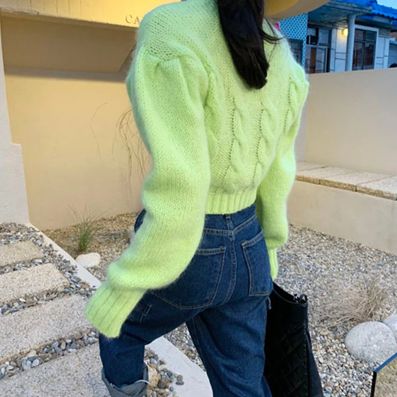 Женская трикотажная кофта с V-образным вырезом и длинным рукавом |