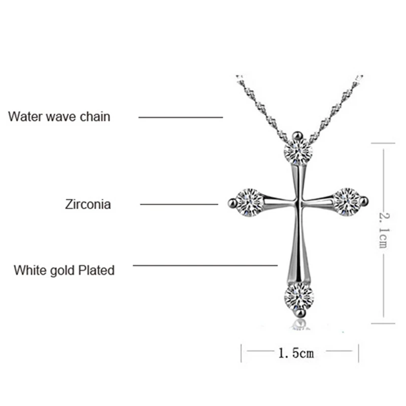 Милое женское ожерелье с кристаллами циркония модное подвеской в виде креста