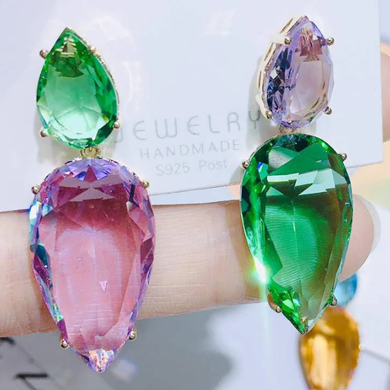 Серьги XIUMEIYIZU с крупными каплями воды модные серьги морковкой асимметричный цвет