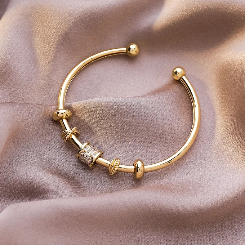 Элегантные желтые браслеты во французском стиле из латуни для женщин женские