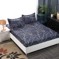 2020 new cotton solid bed mattress set with four corners and elastic band sheet 1 pcs with pillowcase 2pcs
