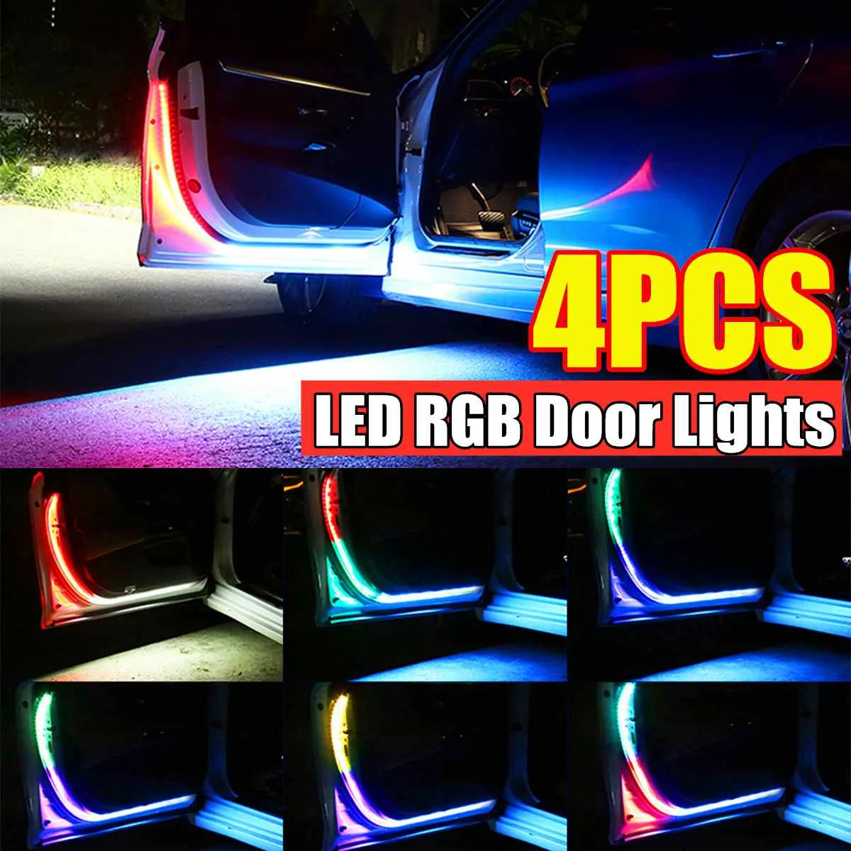 

4 шт 120 см для ночного красочные полосы светильник 12V RGB светодиодный автомобиль Дверные огни светильник s авто гибкие светодиодные ленты лам...