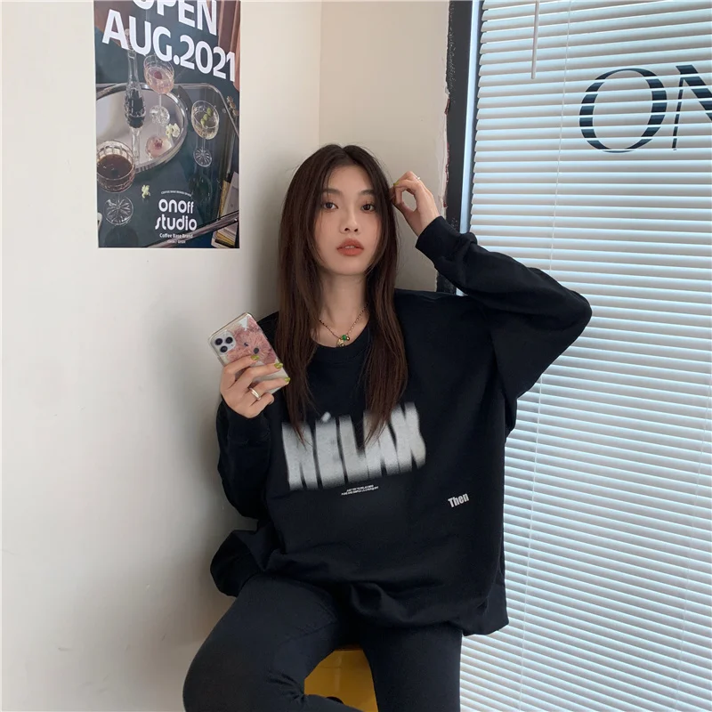 

Real Shot Cost-Effective Letter Print Pullover Sweater for Women 2021
