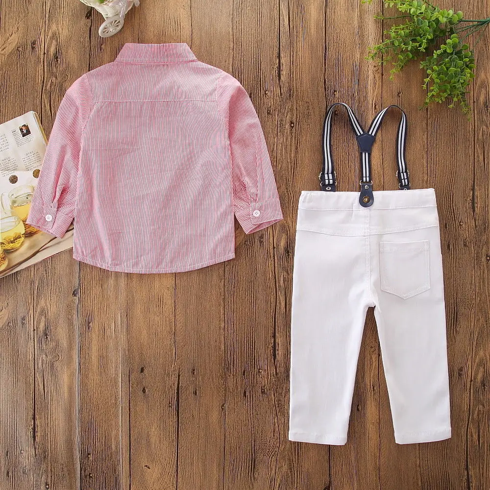 Рубашка для маленьких мальчиков футболка топ + штаны на подтяжках комбинезоны