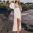 Белое Сетчатое пляжное платье, женская летняя модель, женская накидка, длинная туника для женщин, пляжная одежда, saida de praia