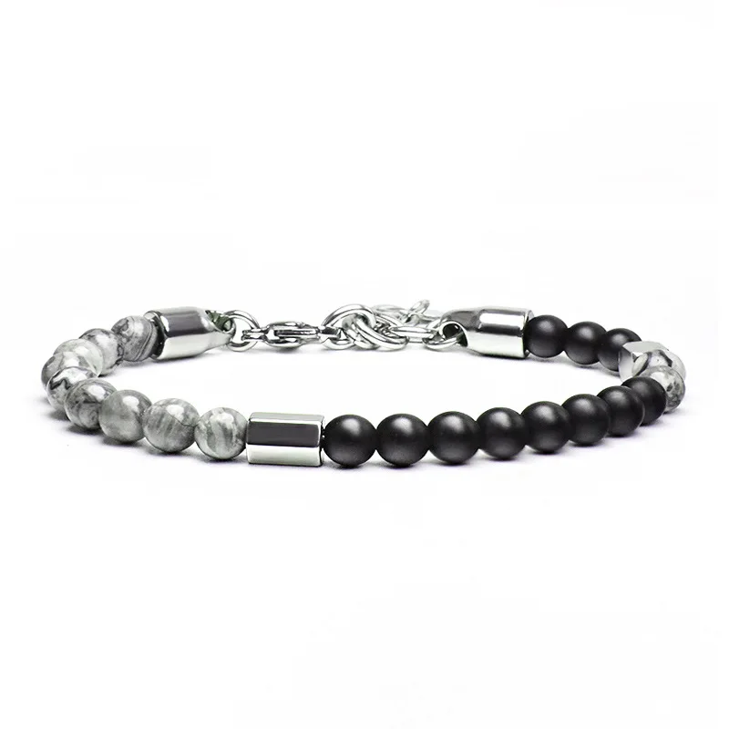

Natural Stone Bead Bracelet Rock Hip-Hop Rock Street Culture Colorful Stone Man Bracelet Fashion Trendy Men Jewelry