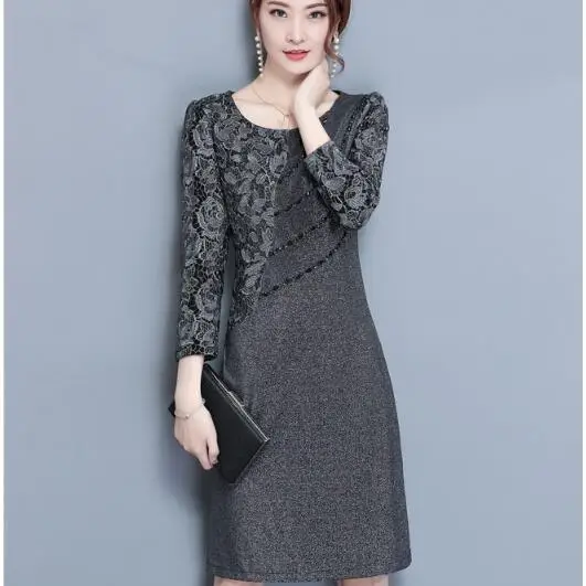 Plus Size Women Dress 2020 Autumn Office Dresses Elegant Lady Work Wear Retro Floral Printed J29923 | Женская одежда