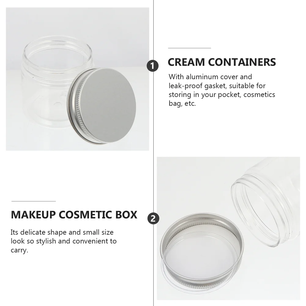 

6Pcs 50g Jars with Aluminum Lid Leak Proof Clear Cosmetics Cream Box