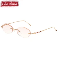 chashma rimless spectacles titanium fashion eye glasses colored lenses stones frame for women
