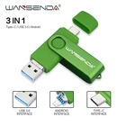 OTG USB флеш-накопитель WANSENDA 3 в 1, флэш-накопитель Type-C, Micro USB и USB 3,0, 512 ГБ, 256 ГБ, USB флешка, карта памяти 128 ГБ, 64 ГБ, 32 ГБ