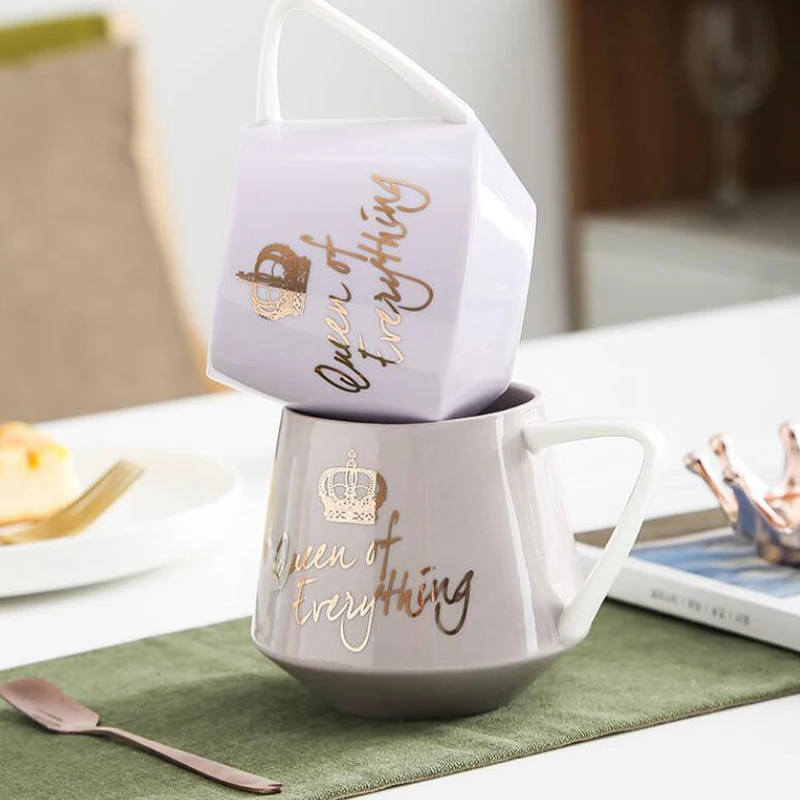 Креативная керамическая кружка в виде короны розовая Милая скандинавском стиле