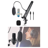 studio condenser usb computer microphone kit with adjustable scissor arm stand shock mount