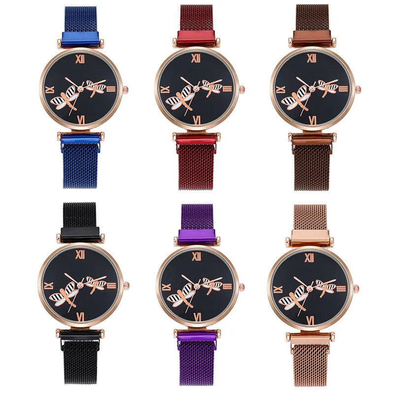 

100pcs/lot fashion bee pattern new women's watch Milan magnet belt watch casual creative ladies quartz watch