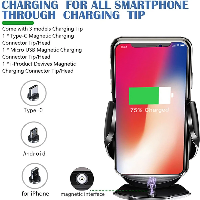 15 Вт магнитное беспроводное автомобильное зарядное устройство крепление