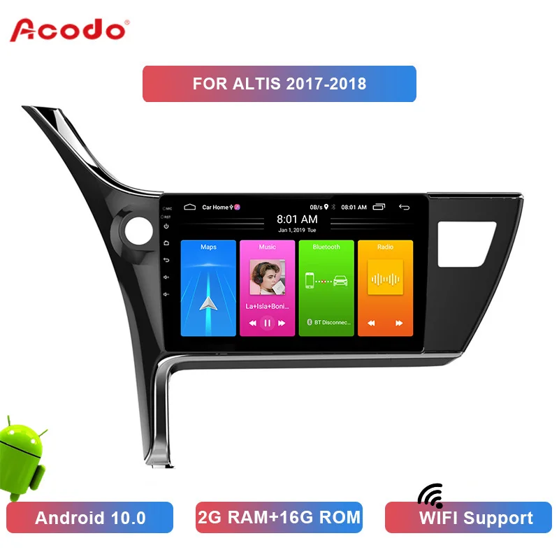 

Автомобильный мультимедийный плеер ACODO, 2 + 16 ГБ, Android 10,0, с GPS, для Toyota Corolla Altis 2017 2018