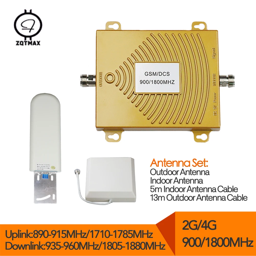 Двухдиапазонный повторитель мобильного сигнала ZQTMAX GSM 900 DCS 1800 B3 65 дБ усилитель 4G