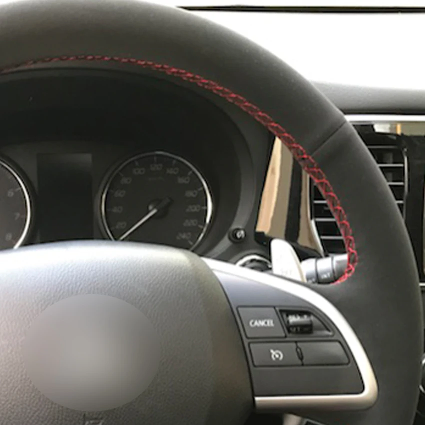 

LQTENLEO Black Suede Car Steering Wheel Cover For Mitsubishi Outlander Mirage ASX 2012-2019 Eclipse Cross 2017-2019 Nissan Dayz