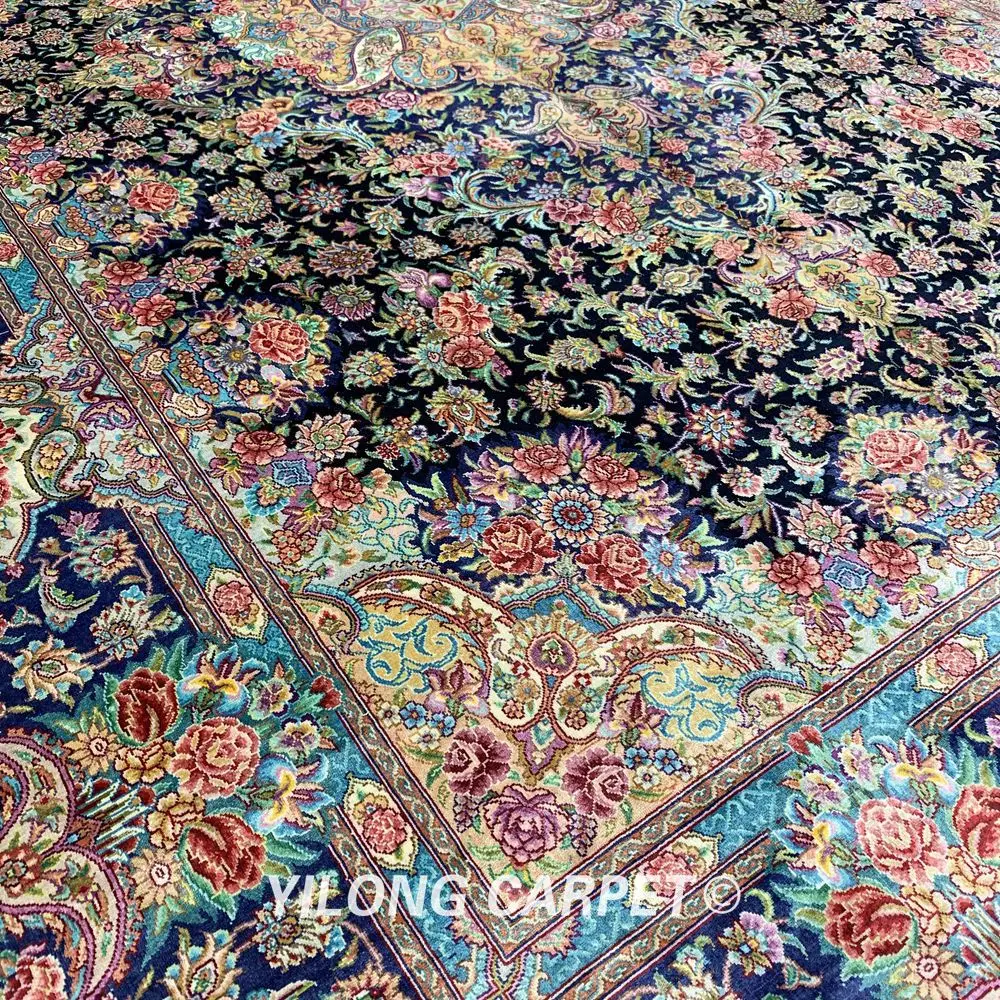 Yilong 6 'x 9' ручной вязки персидский коврик Синий Шелковый работы (ZSH005A) | Дом и