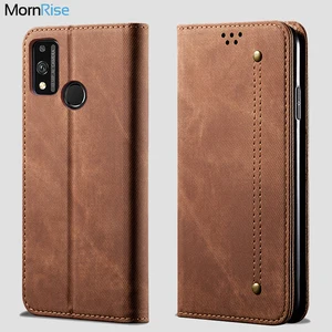 denim leather wallet cases for huawei honor 9x lite case magnetic book closure flip cover for honor 9x light card holder fundas free global shipping