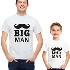 Футболка для сына с надписью Big Man Little Man, одежда для папы белая футболка летние топы с короткими рукавами, одинаковые Семейные комплекты