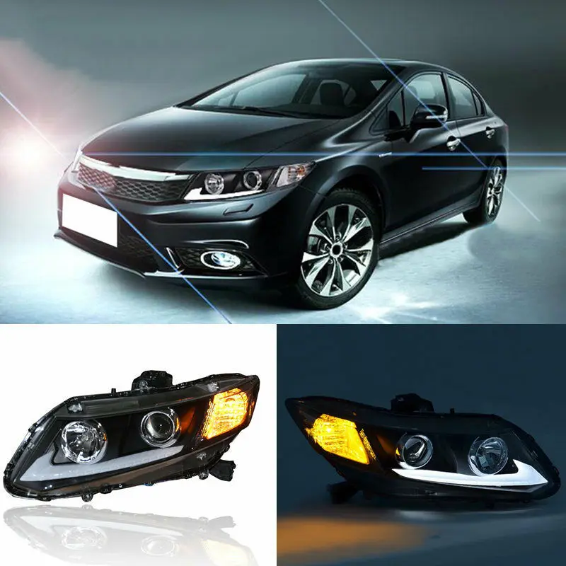 Для Honda Civic 2012 2013 2014 2015 Авто комбинированная фара в сборе с двойным лучом