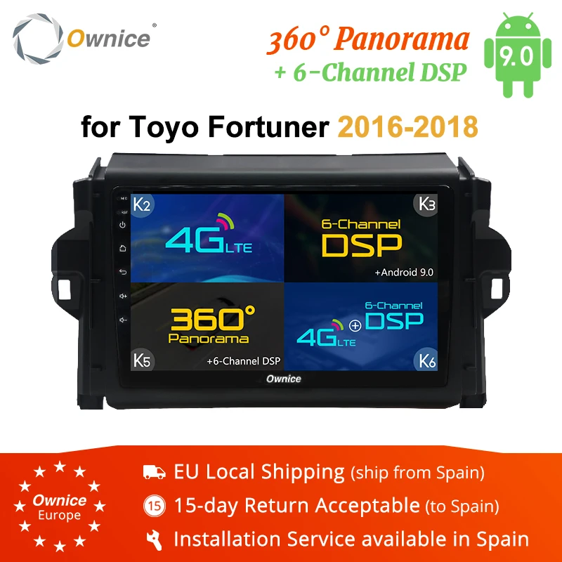 Ownice Android 9 0 Автомобильная стерео k3 k5 k6 для Toyota Fortuner радио 2016 2017 2018 360 панорамная GPS