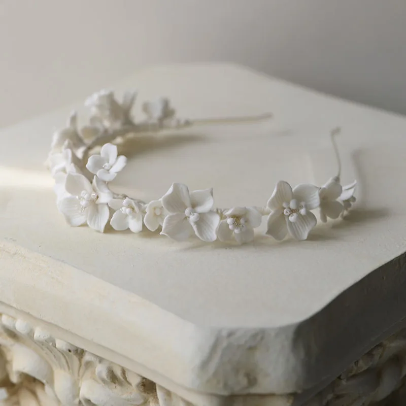 Свадебная тиара в стиле Стразы ручной работы с кристаллами и фарфоровым цветком