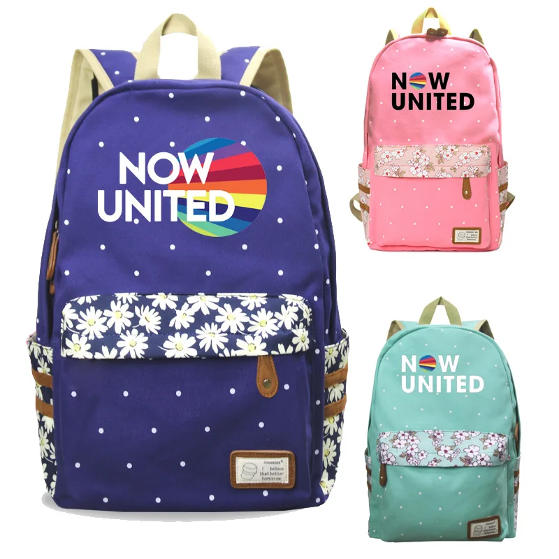 

Now United Backpack Floral Canvas Bookbag Harajuku Laptop School Bags for Teenage Girls Bag Pack UN Team 2020 Better Album Hot