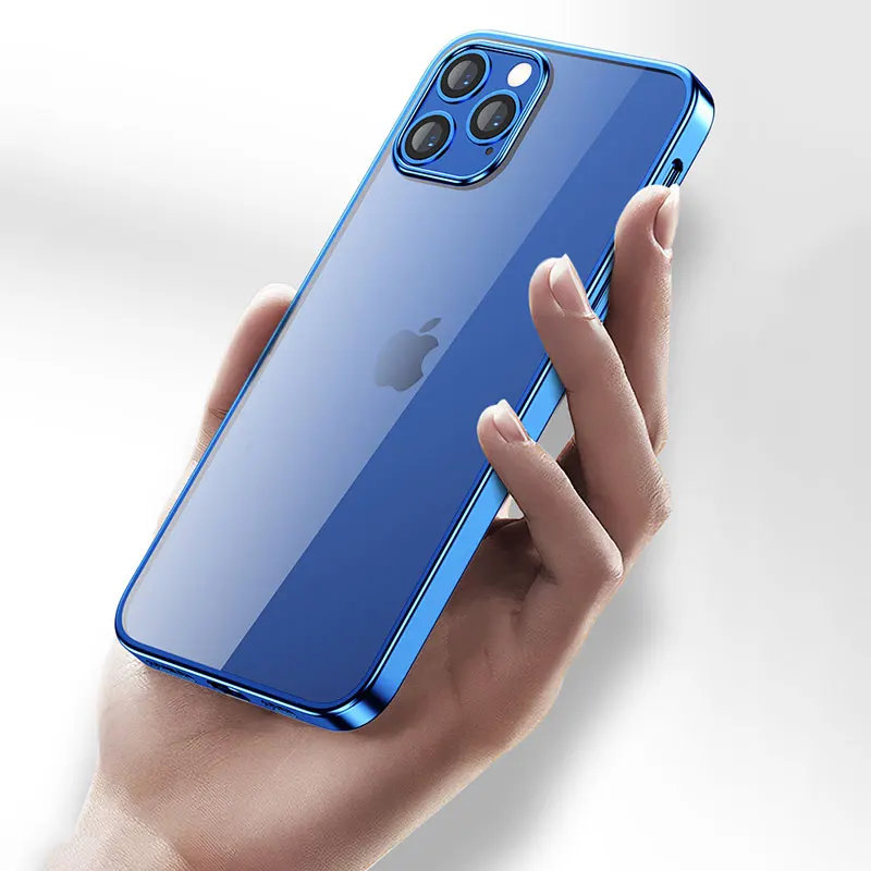 

New Square Plating Case For iPhone 12 Pro Case For iPhone 12 Mini 11 Pro Max 7 8 6 6S Plus X XR XS Transparent Soft Cover Cases