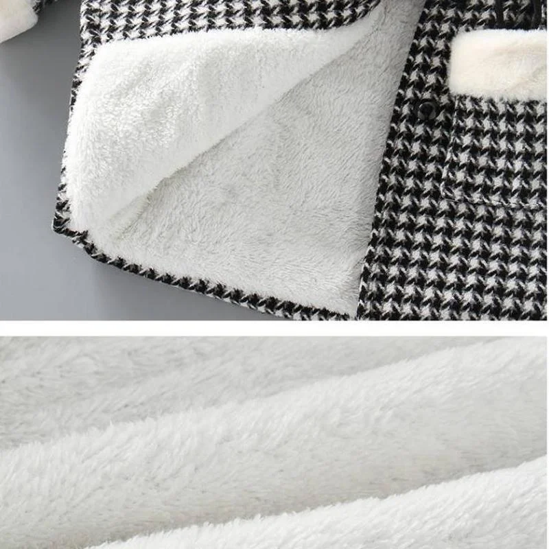 Новое шерстяное пальто для девочек осень 2021 плотная детская одежда на и зиму с